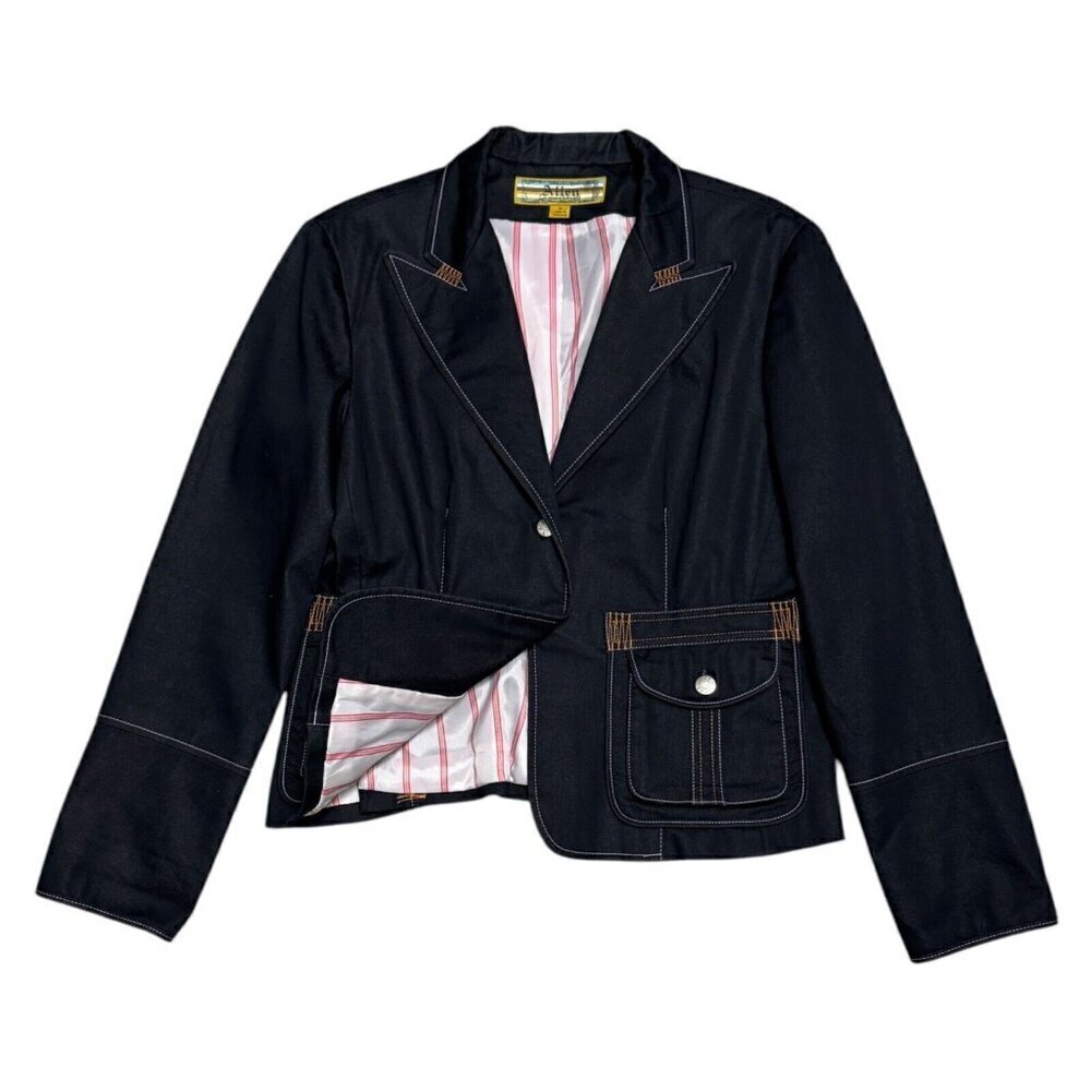 Allen B. Schwartz Luxury Designer Denim Business Casual Blazer Jacket Womens 10
